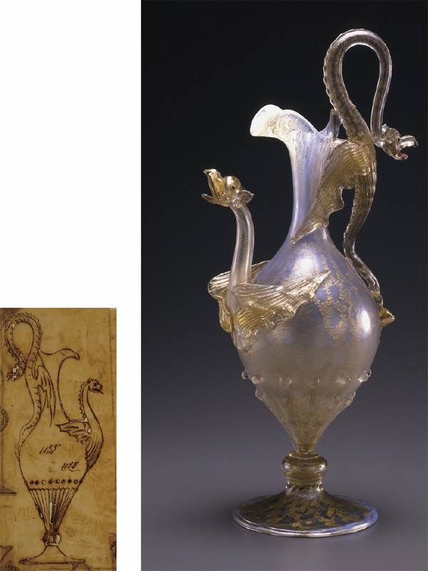 ヴェネチアグラス ムラーノ 白のレースグラス 白鳥の小物入れ、皿 - 工芸品